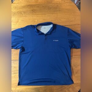 Columbia PFG Shirt Men’s L Blue Performance Fishing Gear Vented Polo Omni-Shade